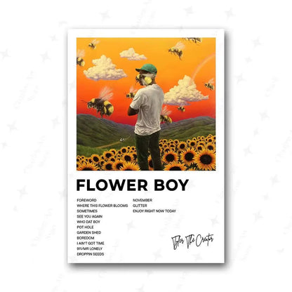 Tyler the Creator Frank Ocean Blonde Poster Hip Hop Rapper Singer Star Band Music Cover Wall Art Canvas Painting for Cafe Home