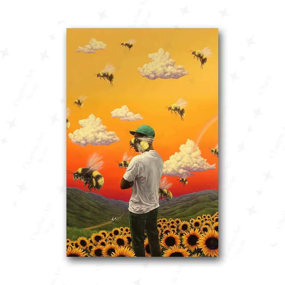Tyler the Creator Frank Ocean Blonde Poster Hip Hop Rapper Singer Star Band Music Cover Wall Art Canvas Painting for Cafe Home