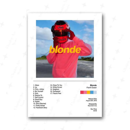 Tyler the Creator Frank Ocean Blonde Poster Hip Hop Rapper Singer Star Band Music Cover Wall Art Canvas Painting for Cafe Home