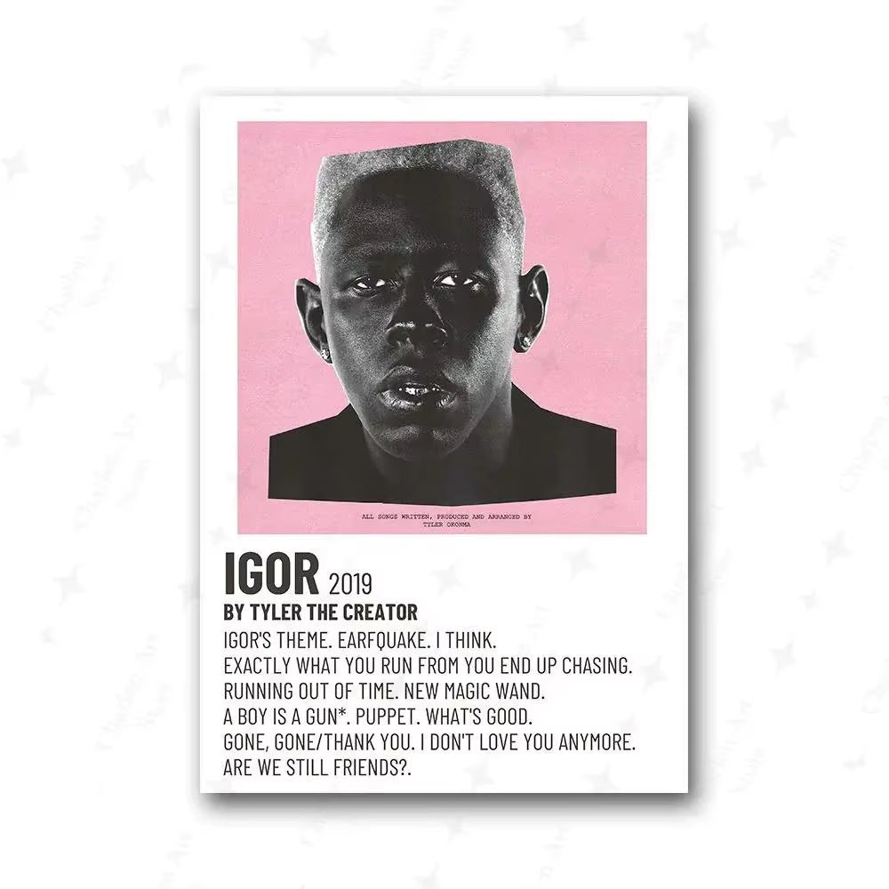 Tyler the Creator Frank Ocean Blonde Poster Hip Hop Rapper Singer Star Band Music Cover Wall Art Canvas Painting for Cafe Home