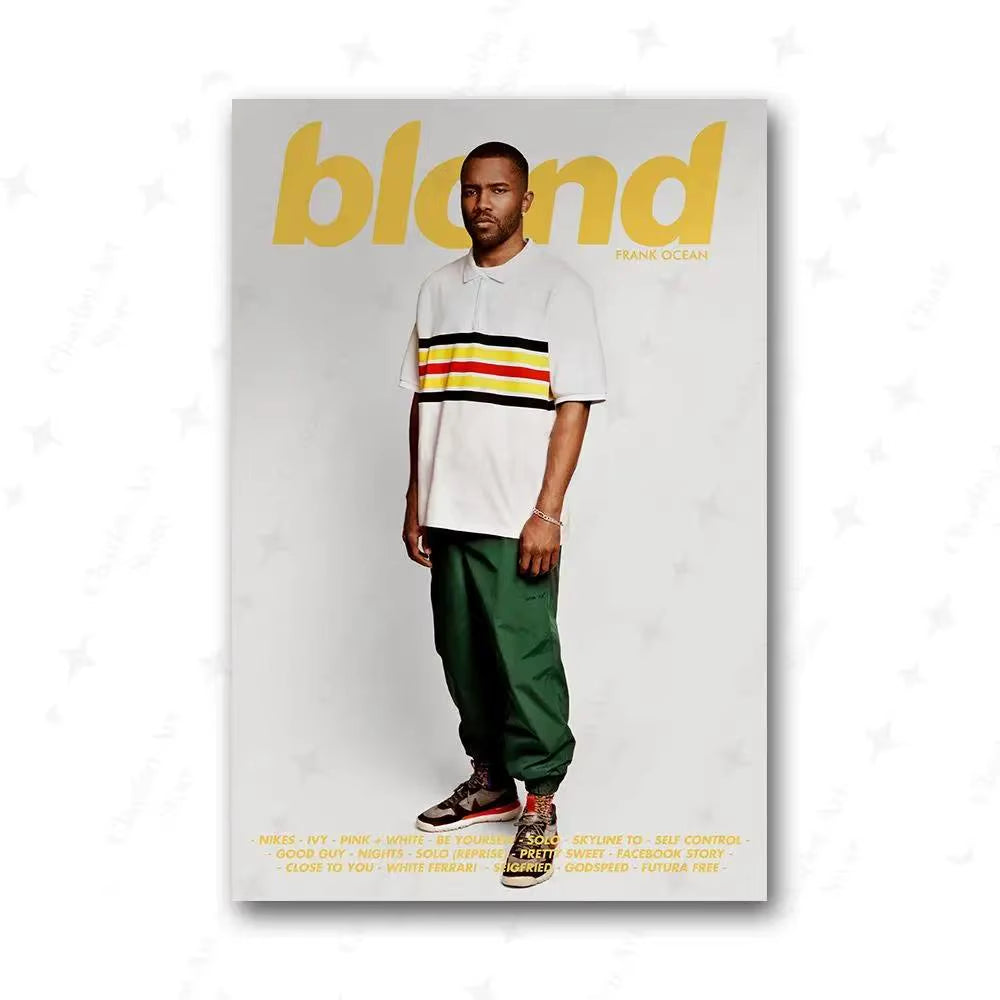 Tyler the Creator Frank Ocean Blonde Poster Hip Hop Rapper Singer Star Band Music Cover Wall Art Canvas Painting for Cafe Home