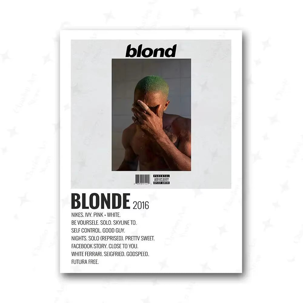 Tyler the Creator Frank Ocean Blonde Poster Hip Hop Rapper Singer Star Band Music Cover Wall Art Canvas Painting for Cafe Home