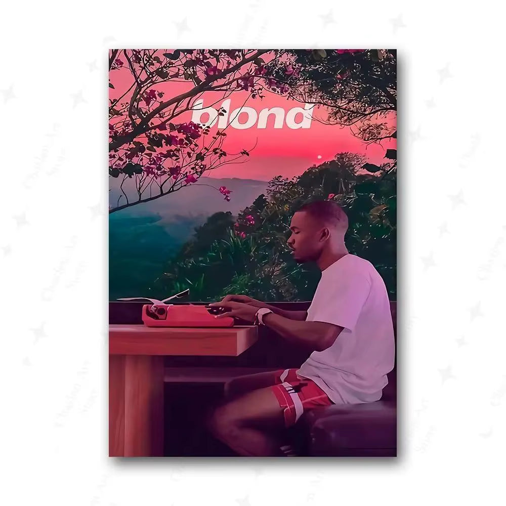Tyler the Creator Frank Ocean Blonde Poster Hip Hop Rapper Singer Star Band Music Cover Wall Art Canvas Painting for Cafe Home