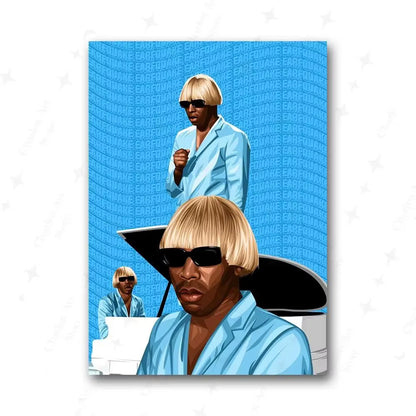 Tyler the Creator Frank Ocean Blonde Poster Hip Hop Rapper Singer Star Band Music Cover Wall Art Canvas Painting for Cafe Home