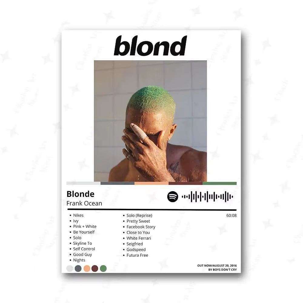 Tyler the Creator Frank Ocean Blonde Poster Hip Hop Rapper Singer Star Band Music Cover Wall Art Canvas Painting for Cafe Home